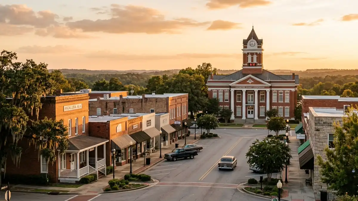 Public restroom locations mapped in Covington County, Alabama — 11 facilities across the city