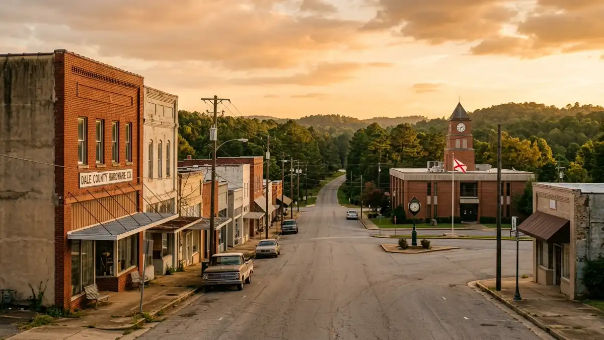 Public restroom locations mapped in Dale County, Alabama — 4 facilities across the city
