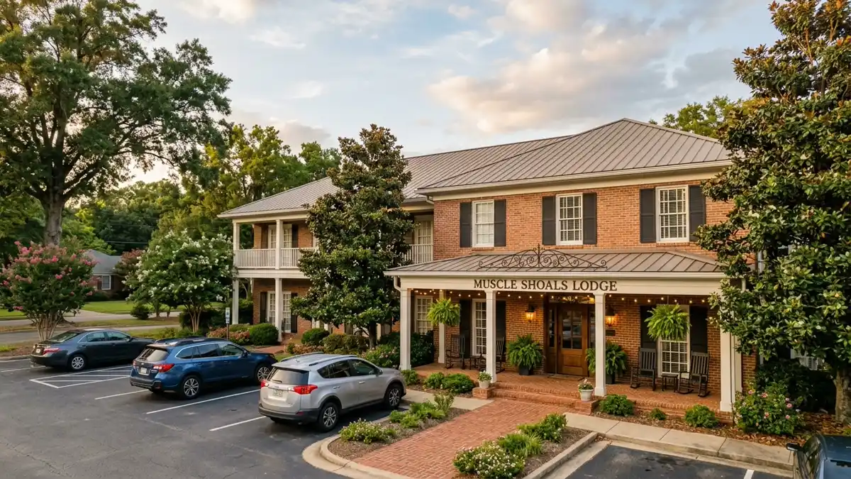 Hotels and accommodation options near mapped restrooms in Florence, Alabama
