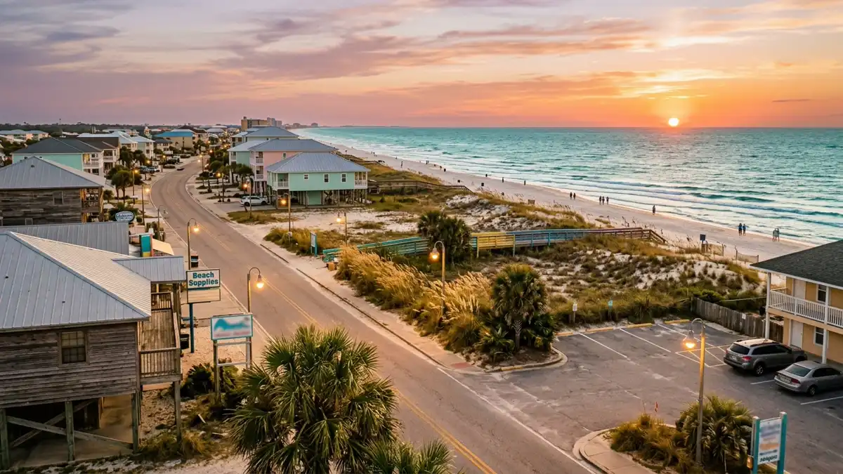 Public restroom locations mapped in Gulf Shores, Alabama — 28 facilities across zip codes 36542, 36547