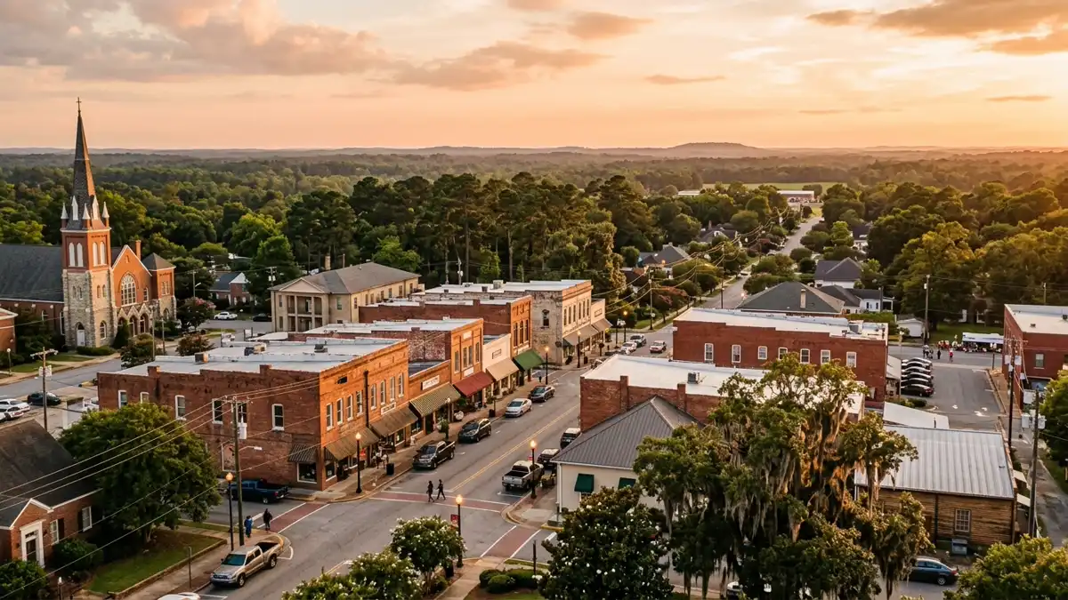 Public restroom locations mapped in Houston County, Alabama — 7 facilities across zip codes 36319