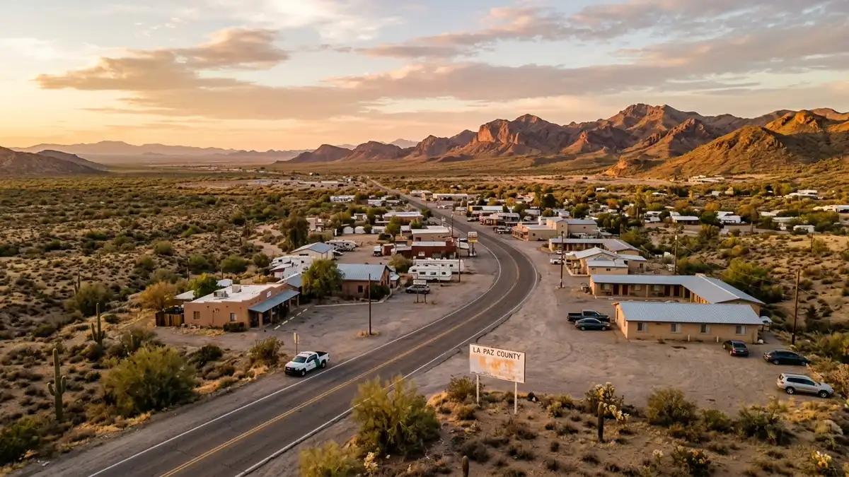 Public restroom locations mapped in La Paz County, Arizona — 8 facilities across the city