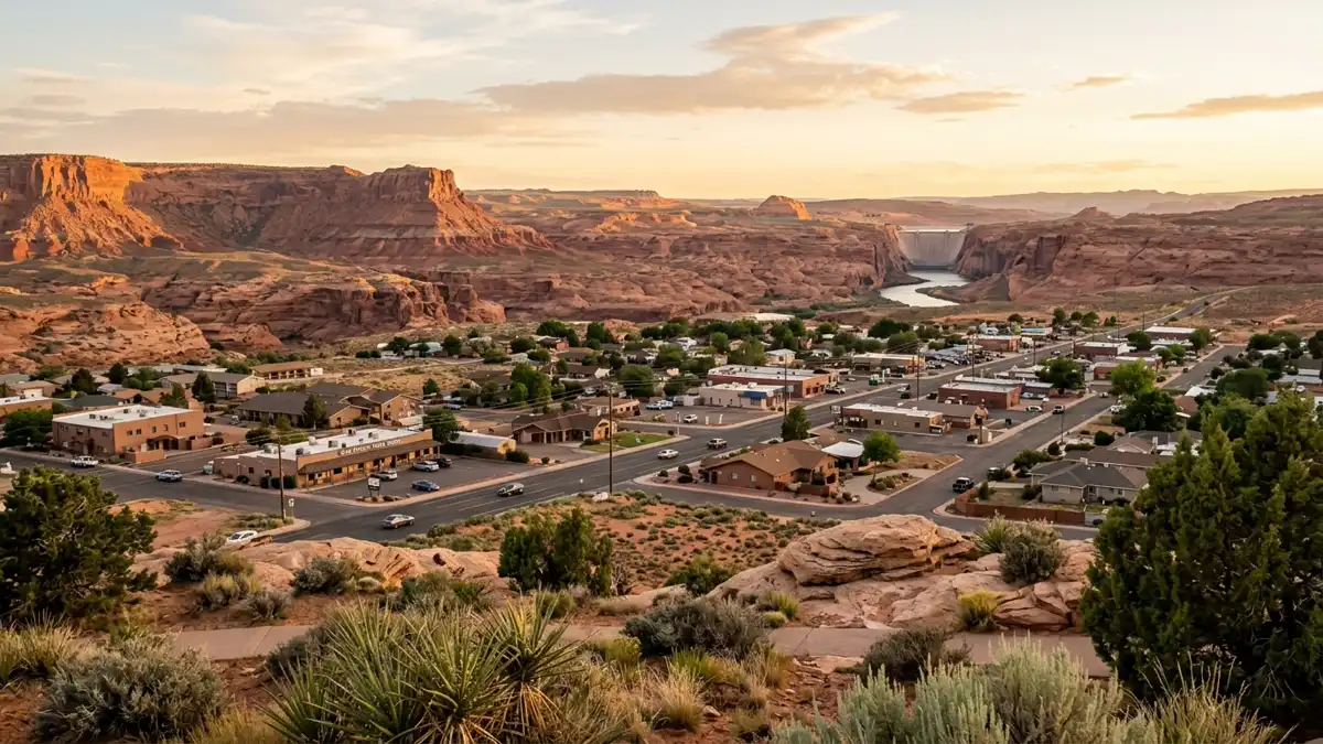 Public restroom locations mapped in Page, Arizona — 35 facilities across zip codes 86040