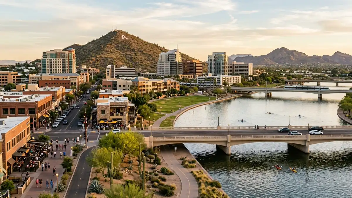 Public restroom locations mapped in Tempe, Arizona — 85 facilities across zip codes 85076, 85252, 85280