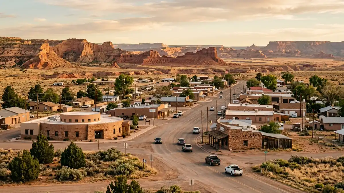 Public restroom locations mapped in Tuba City, Arizona — 28 facilities across zip codes 86045