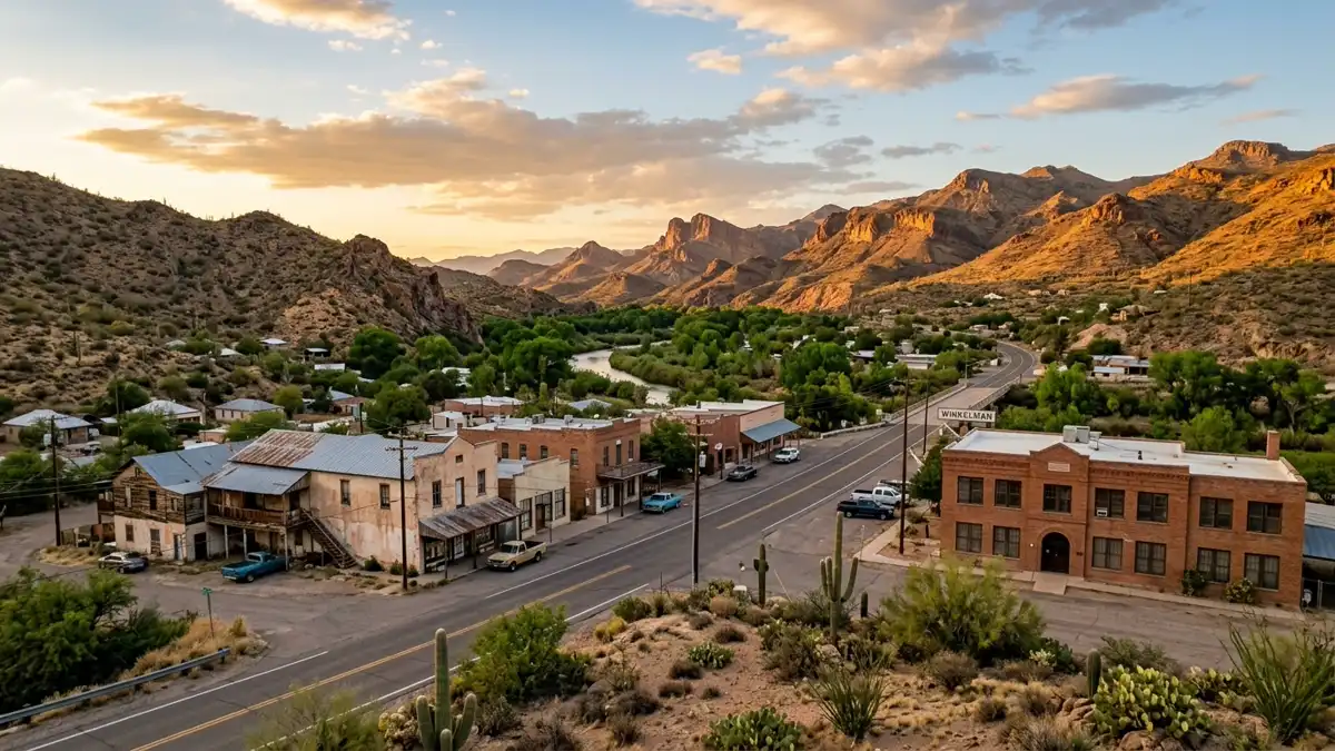 Public restroom locations mapped in Winkelman, Arizona — 12 facilities across zip codes 85235