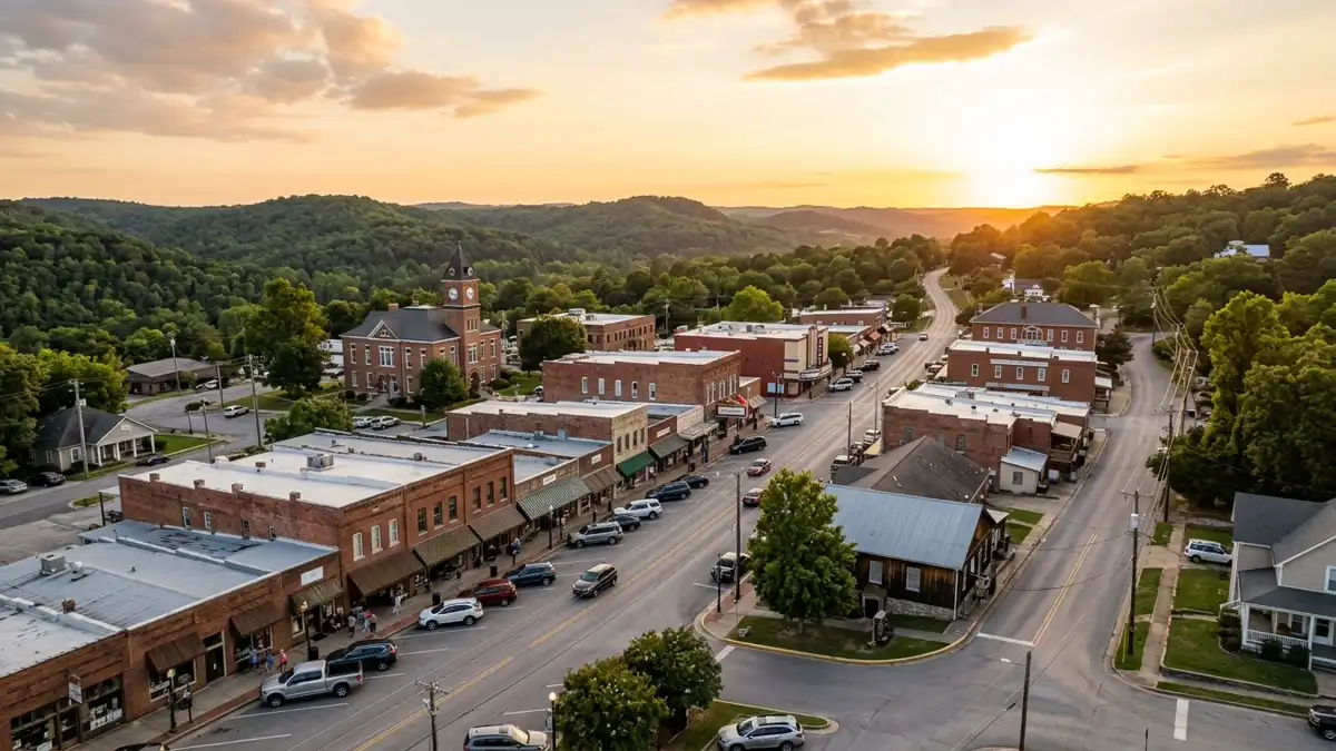 Public restroom locations mapped in Baxter County, Arkansas — 16 facilities across zip codes 72544