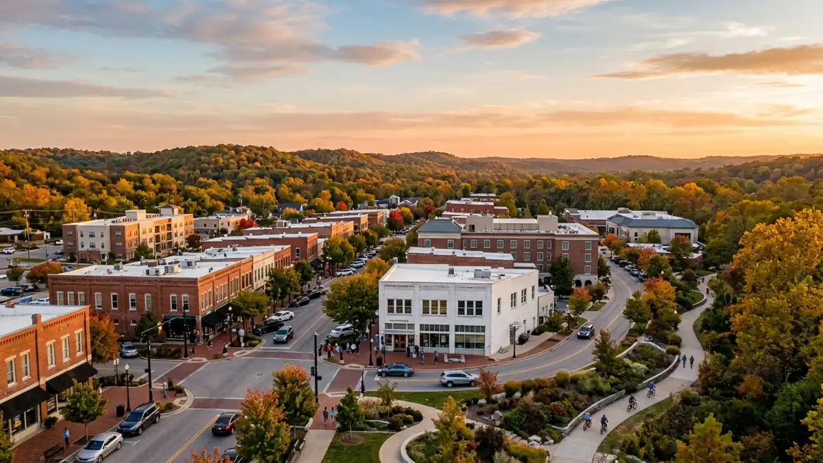 Public restroom locations mapped in Bentonville, Arkansas — 102 facilities across zip codes 72712, 72714, 72716