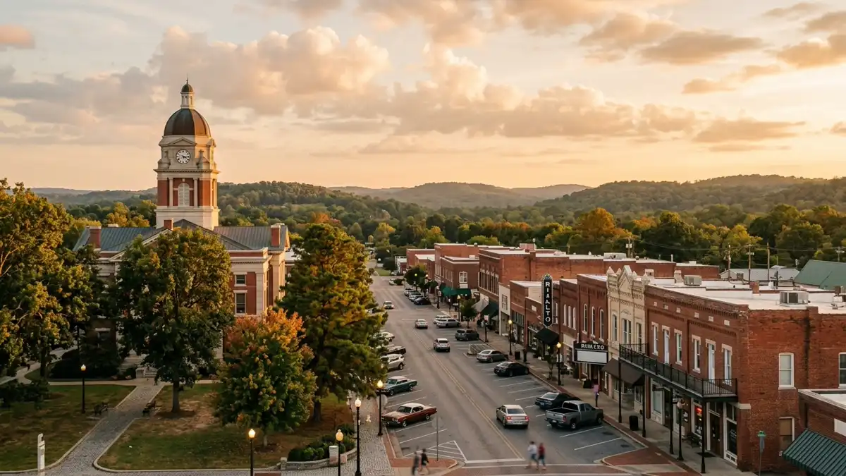 Public restroom locations mapped in Searcy, Arkansas — 23 facilities across zip codes 72143, 72149