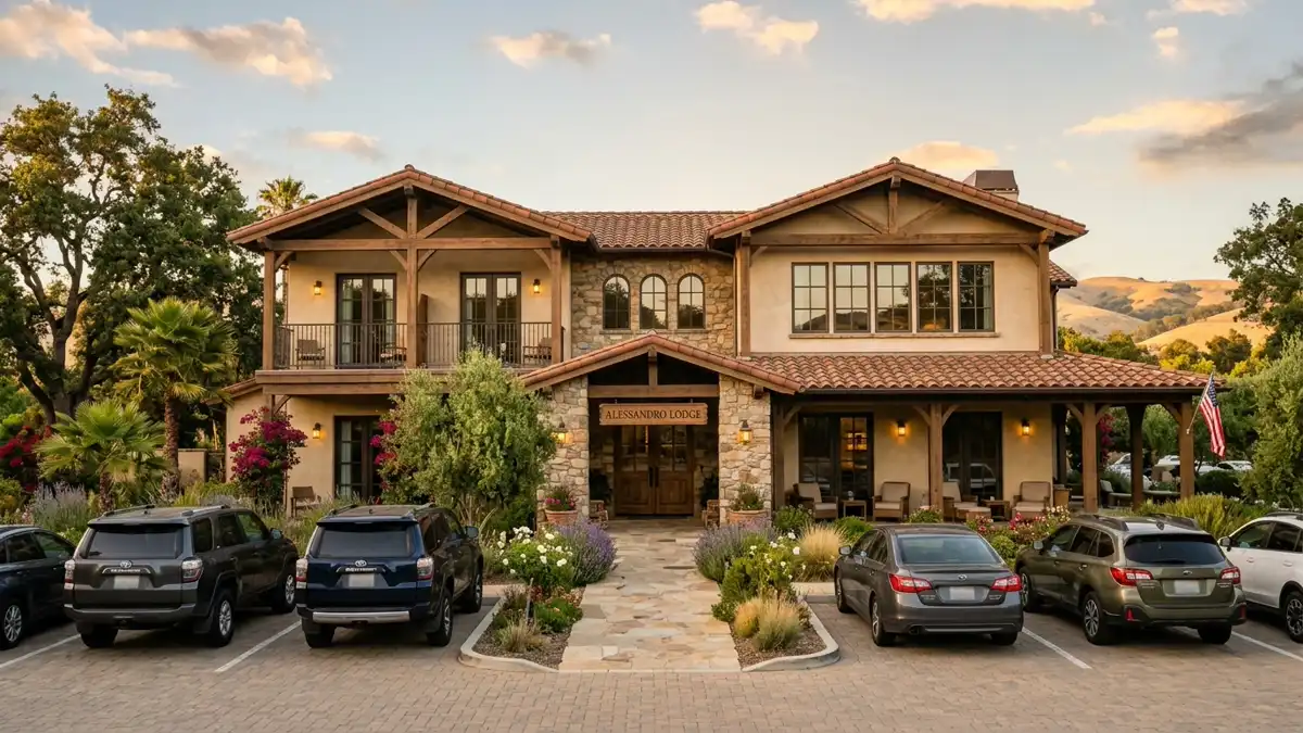 Hotels and accommodation options near mapped restrooms in Alessandro, California