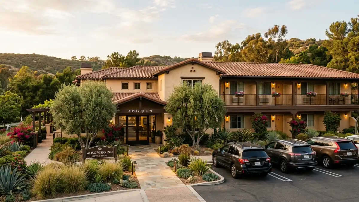 Hotels and accommodation options near mapped restrooms in Aliso Viejo, California