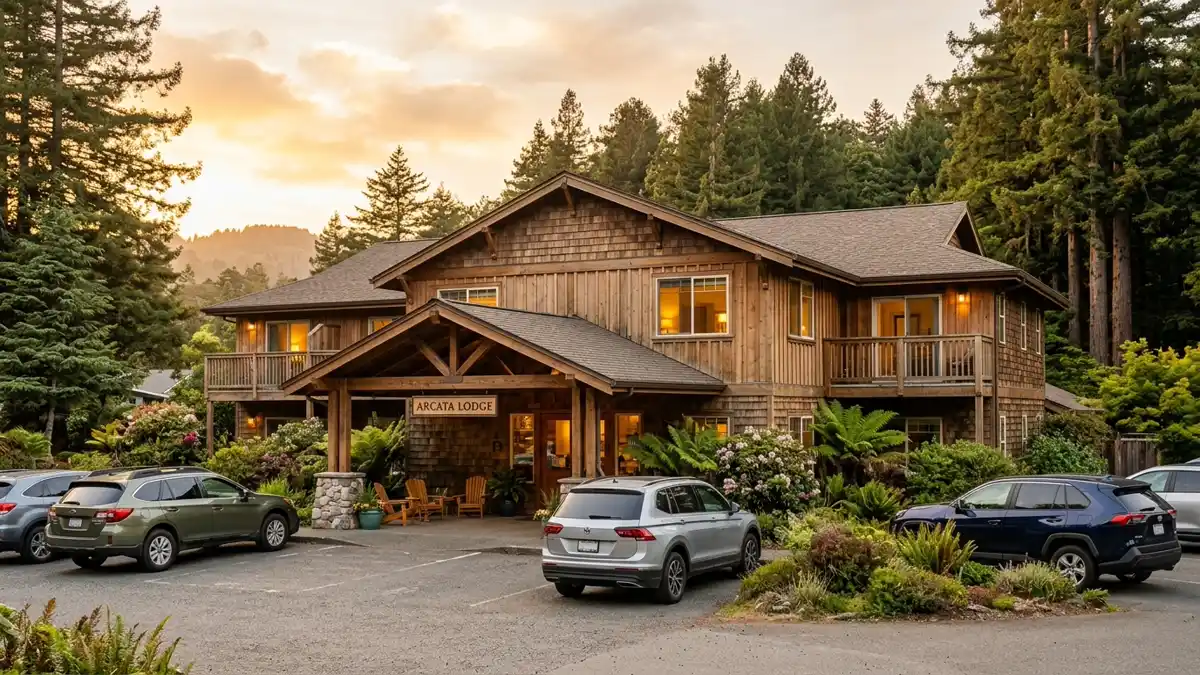 Hotels and accommodation options near mapped restrooms in Arcata, California