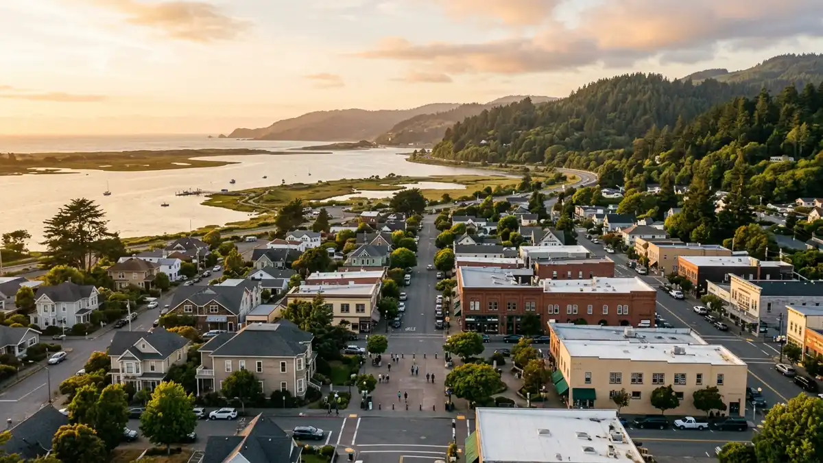 Public restroom locations mapped in Arcata, California — 6 facilities across zip codes 95501, 95521
