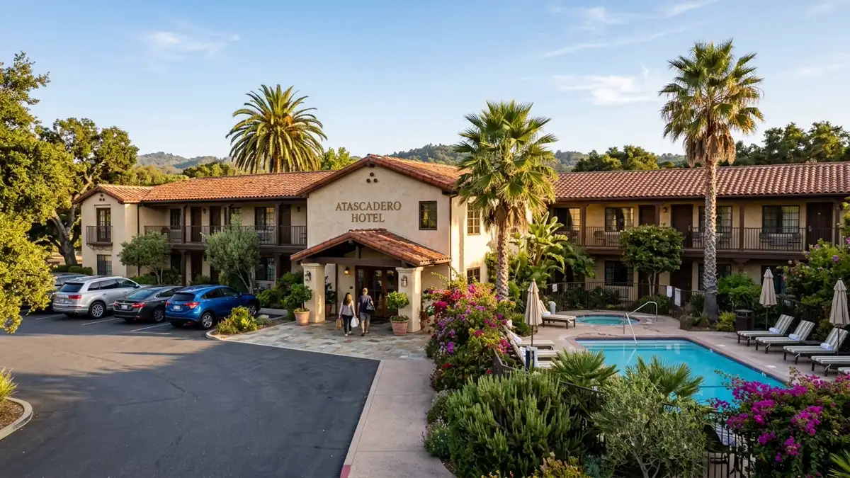 Hotels and accommodation options near mapped restrooms in Atascadero, California