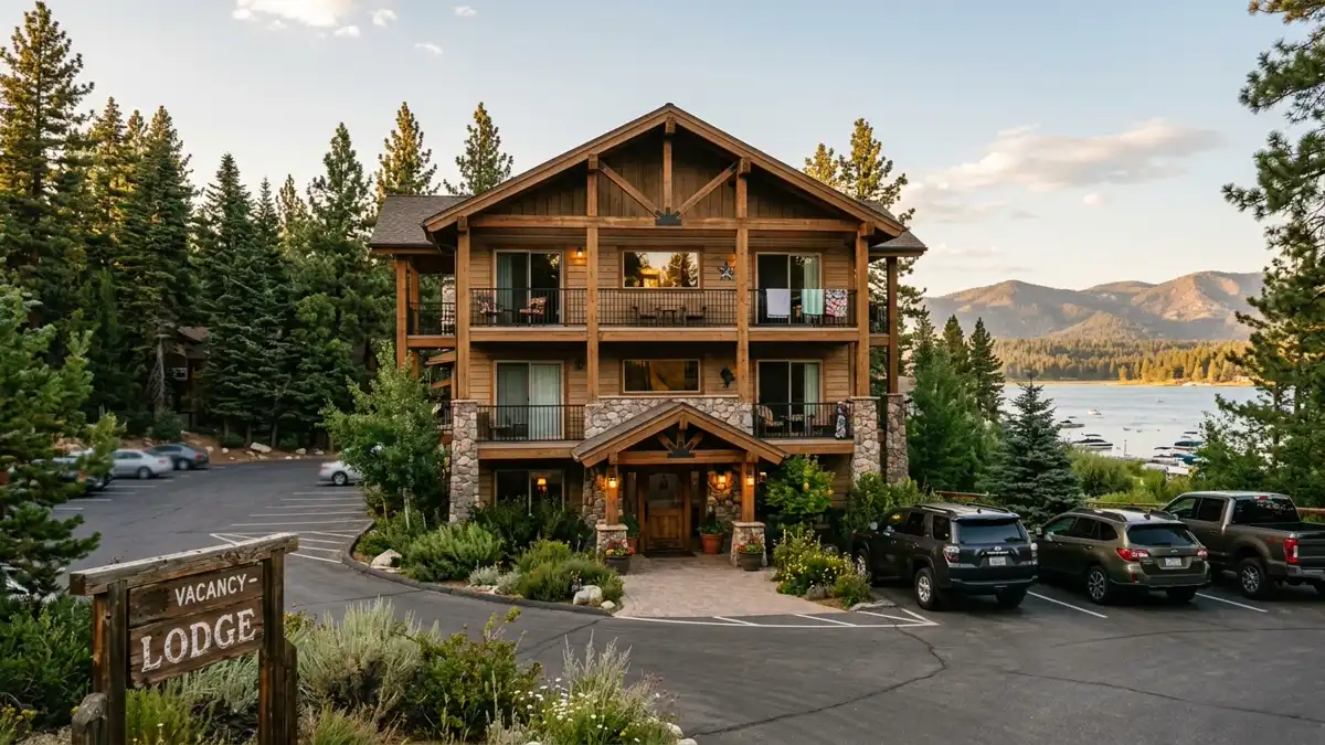 Hotels and accommodation options near mapped restrooms in Big Bear Lake, California
