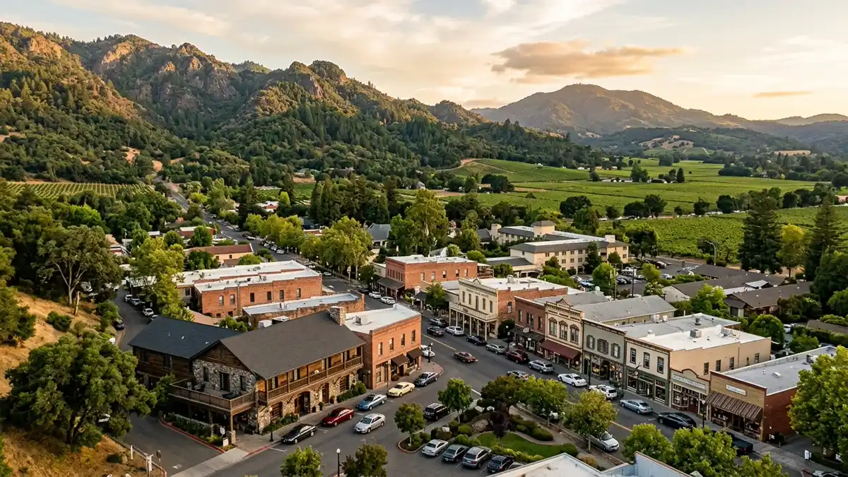 Public restroom locations mapped in Calistoga, California — 11 facilities across zip codes 94515