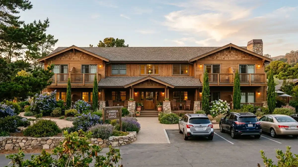 Hotels and accommodation options near mapped restrooms in Cambria, California