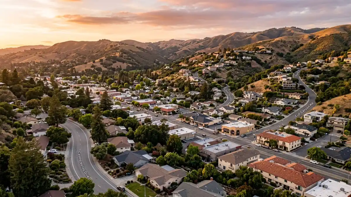 Public restroom locations mapped in Castro Valley, California — 71 facilities across zip codes 94546, 94552, 94578
