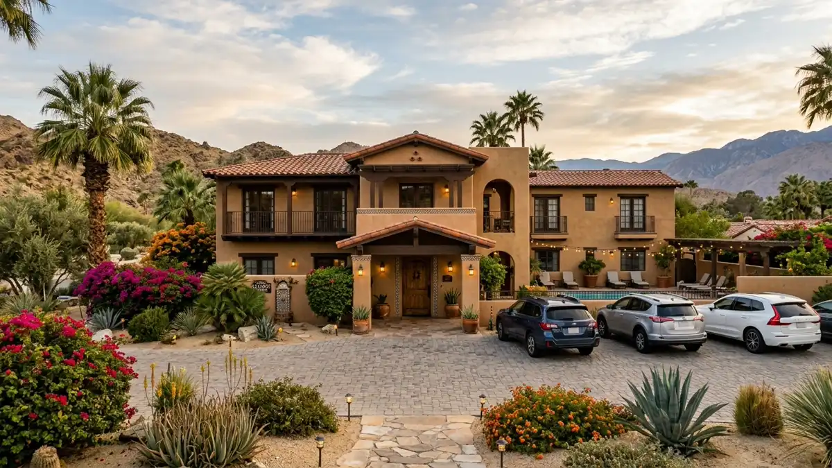 Hotels and accommodation options near mapped restrooms in Cathedral City, California