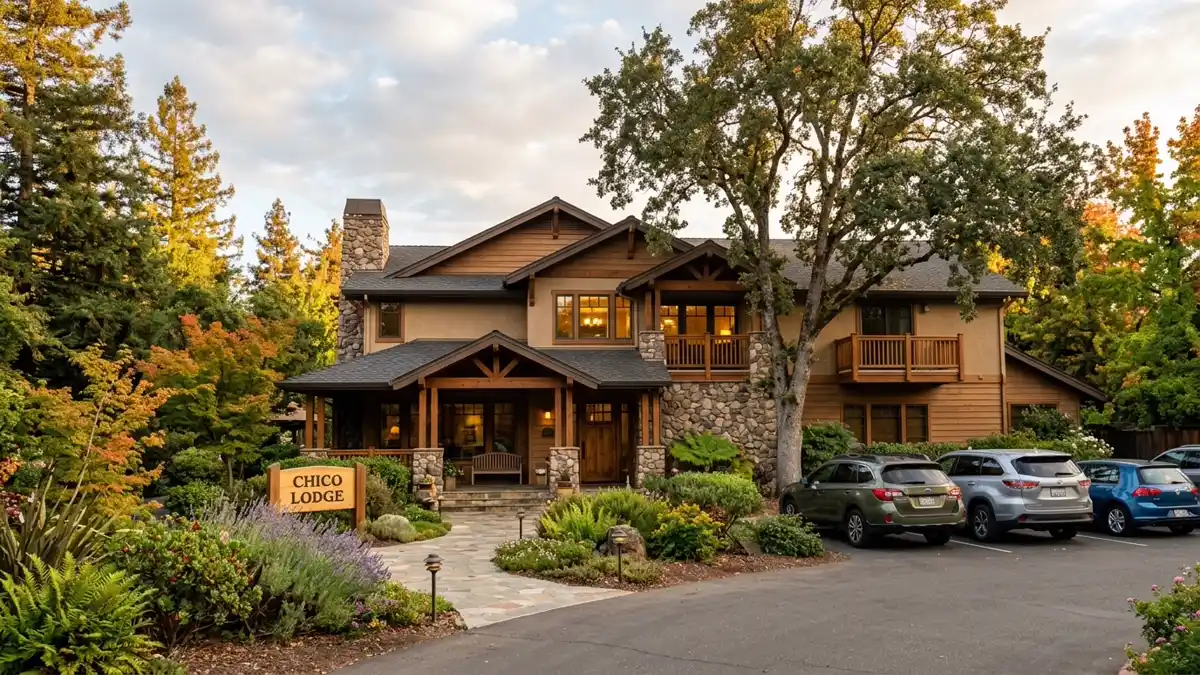 Hotels and accommodation options near mapped restrooms in Chico, California