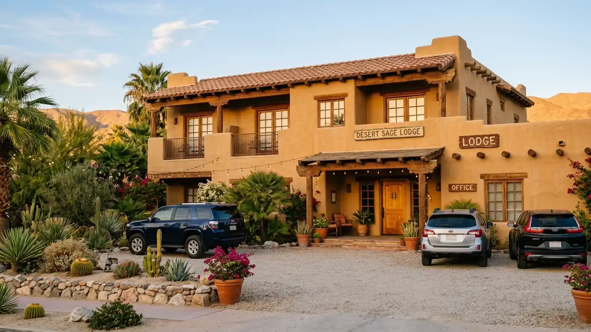 Hotels and accommodation options near mapped restrooms in Coachella, California