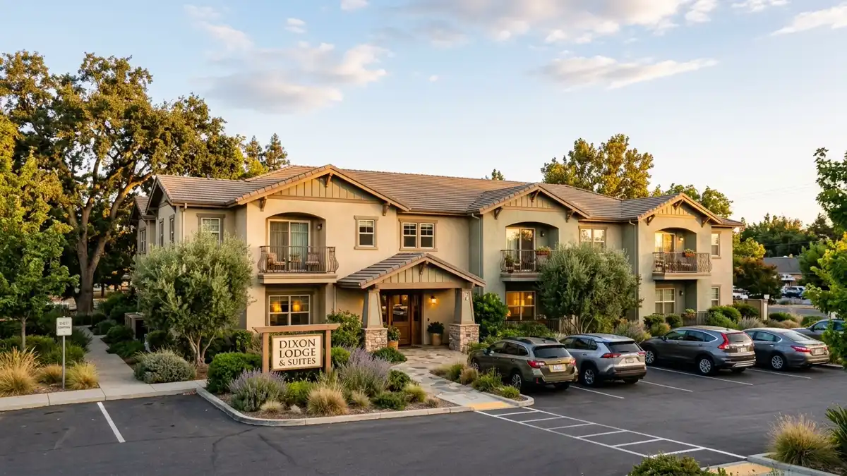 Hotels and accommodation options near mapped restrooms in Dixon, California
