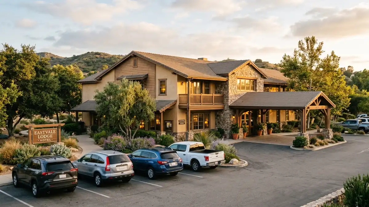 Hotels and accommodation options near mapped restrooms in Eastvale, California
