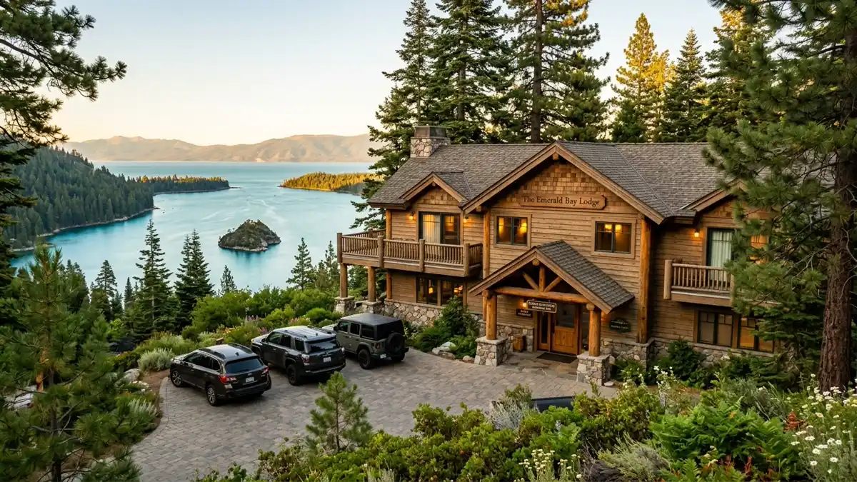 Hotels and accommodation options near mapped restrooms in Emerald Bay, California