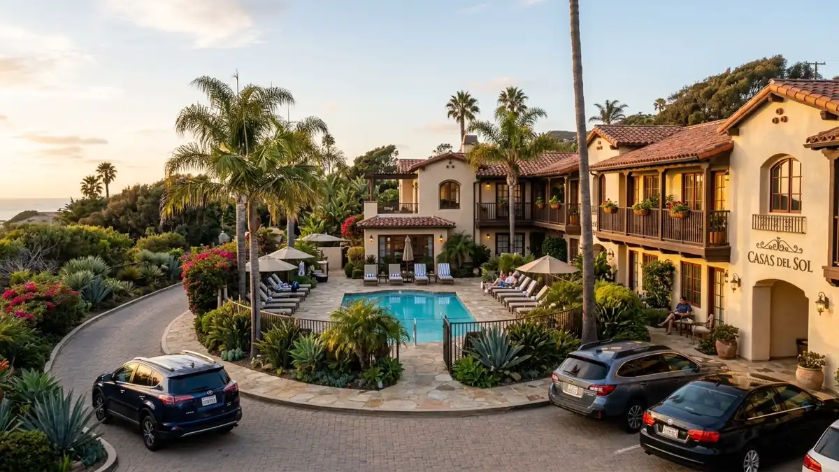 Hotels and accommodation options near mapped restrooms in Encinitas, California