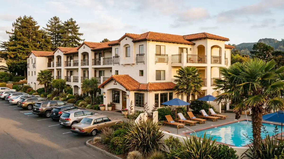 Hotels and accommodation options near mapped restrooms in Eureka, California