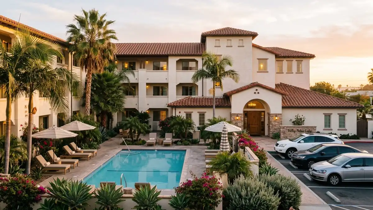 Hotels and accommodation options near mapped restrooms in Fountain Valley, California