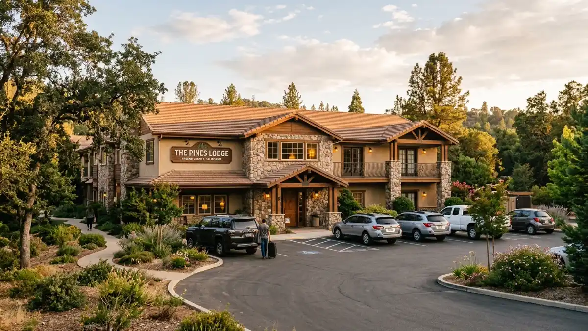 Hotels and accommodation options near mapped restrooms in Fresno County, California