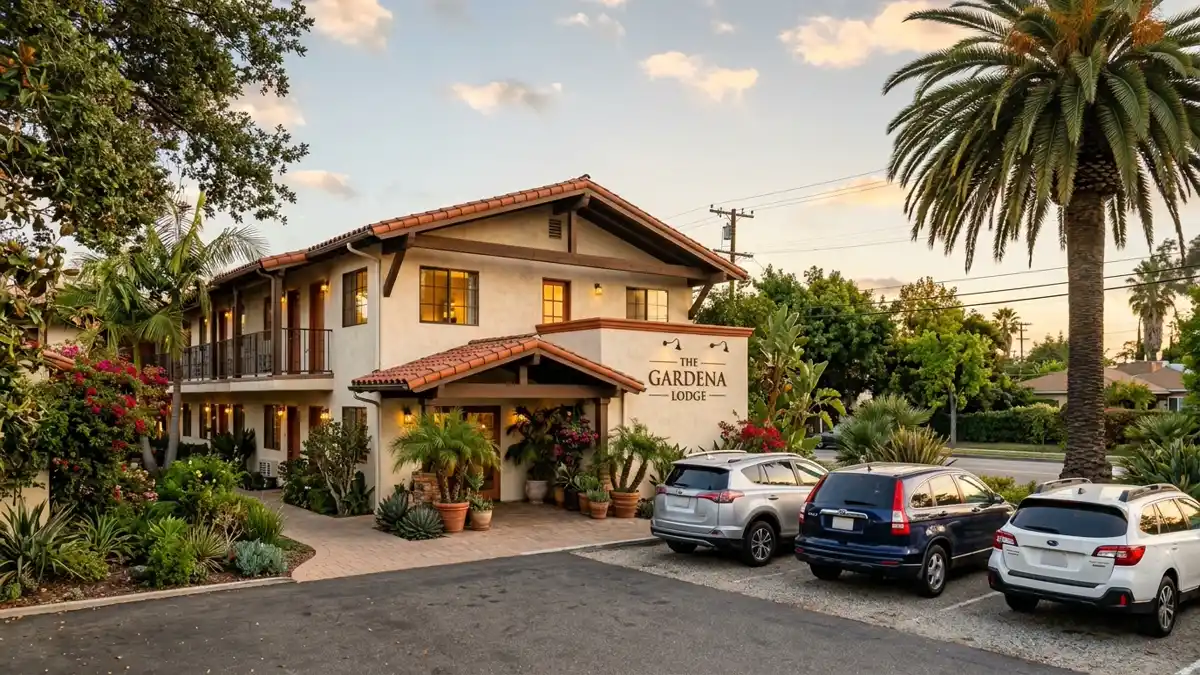 Hotels and accommodation options near mapped restrooms in Gardena, California