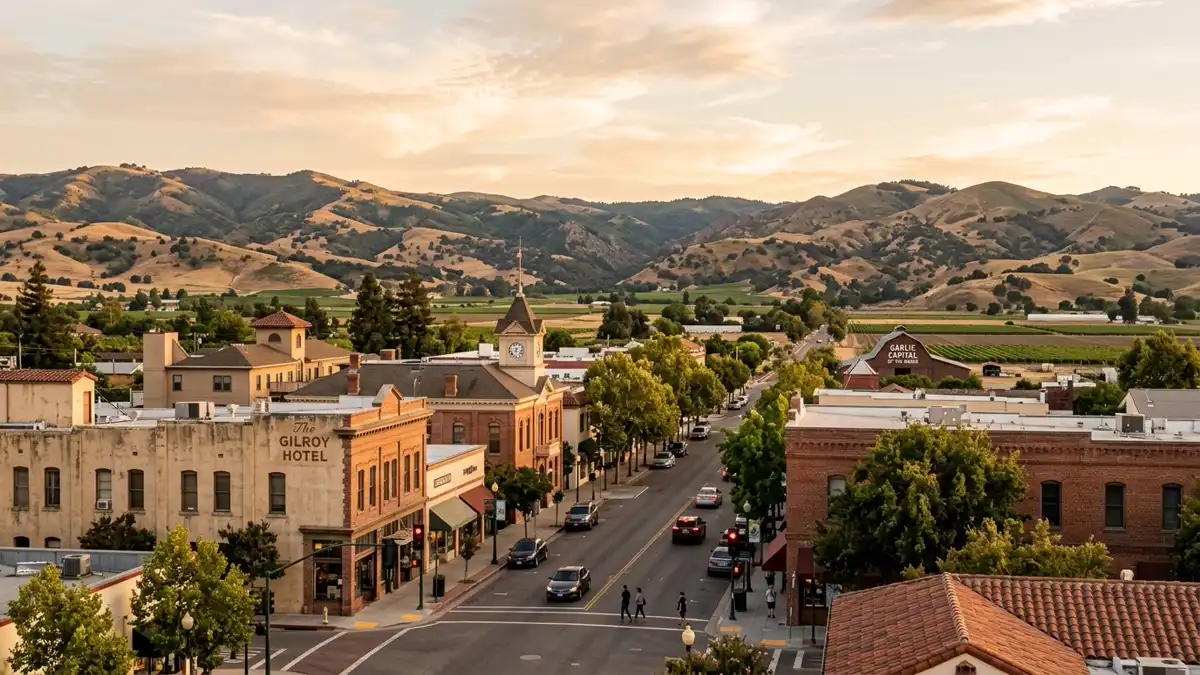 Public restroom locations mapped in Gilroy, California — 48 facilities across zip codes 95020, 95021