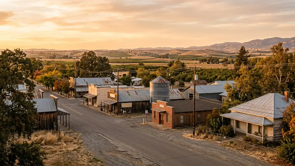 Public restroom locations mapped in Glenn County, California — 19 facilities across zip codes 95913, 95920