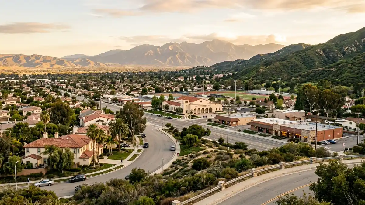 Public restroom locations mapped in Grand Terrace, California — 4 facilities across zip codes 92313