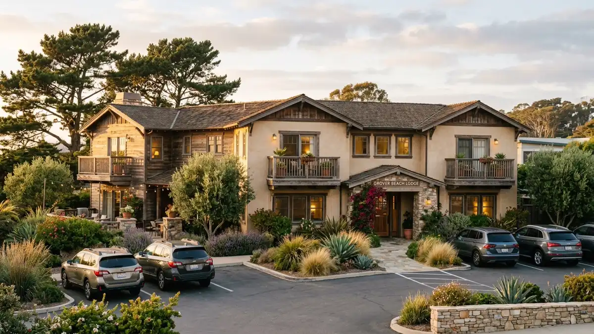 Hotels and accommodation options near mapped restrooms in Grover Beach, California