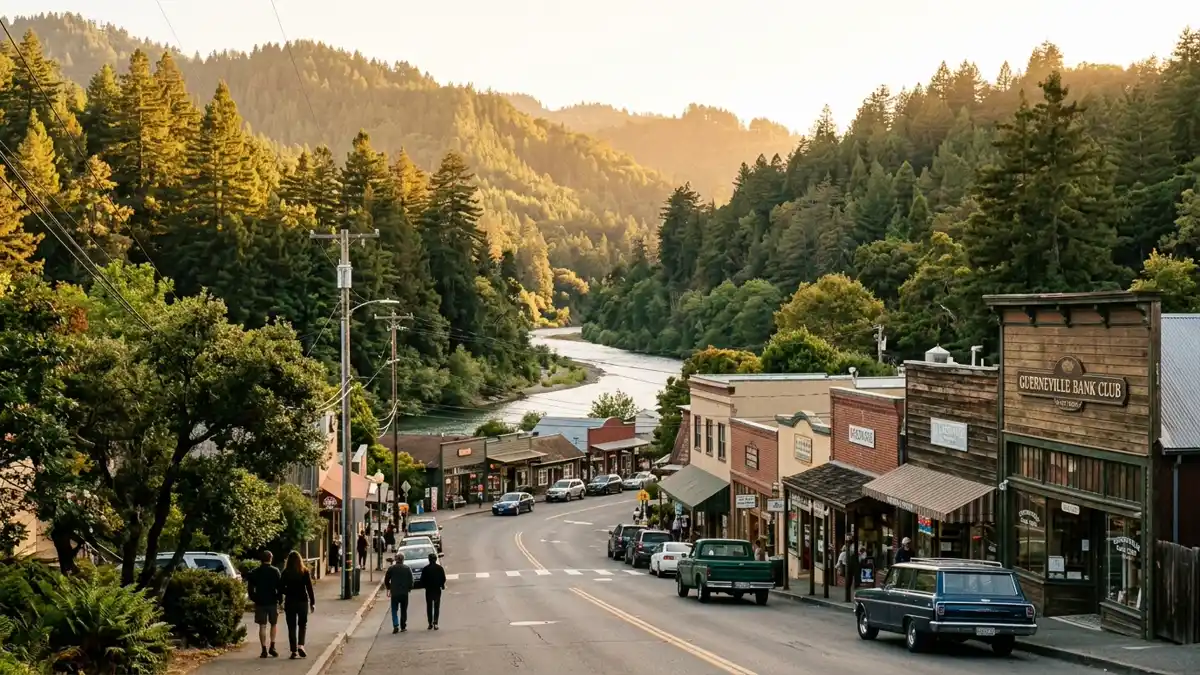 Public restroom locations mapped in Guerneville, California — 2 facilities across zip codes 95446