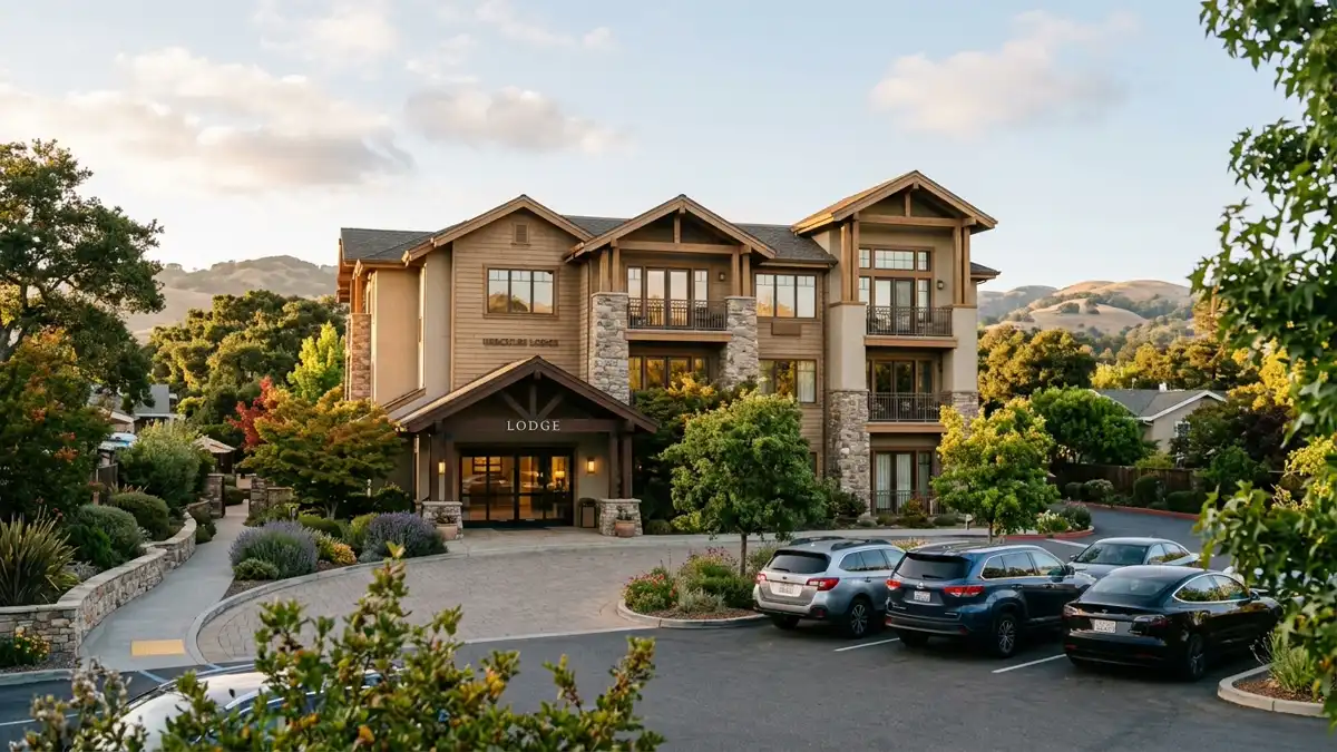 Hotels and accommodation options near mapped restrooms in Hercules, California