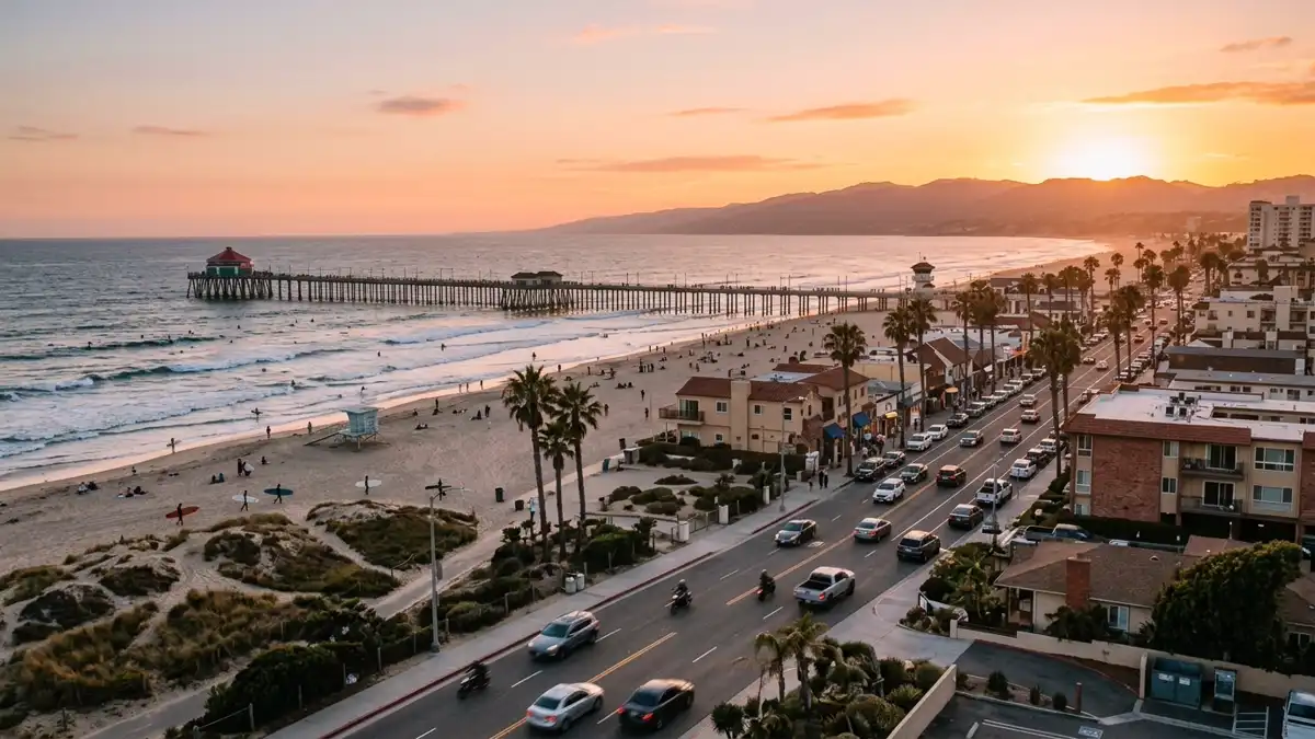 Public restroom locations mapped in Huntington Beach, California — 185 facilities across zip codes 21080, 90742, 92646