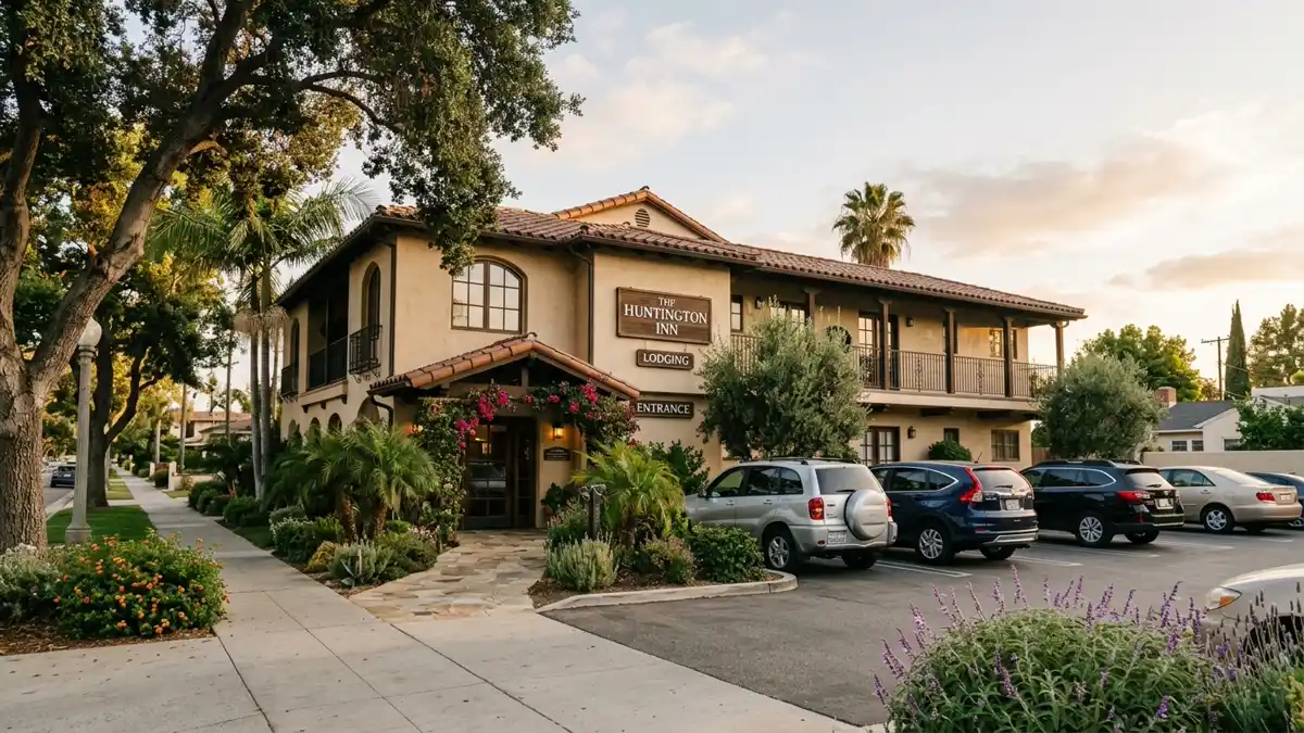 Hotels and accommodation options near mapped restrooms in Huntington Park, California