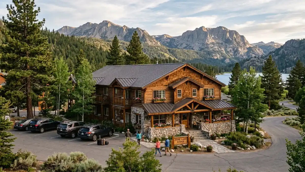 Hotels and accommodation options near mapped restrooms in June Lake, California
