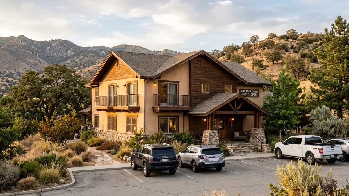Hotels and accommodation options near mapped restrooms in Kern County, California