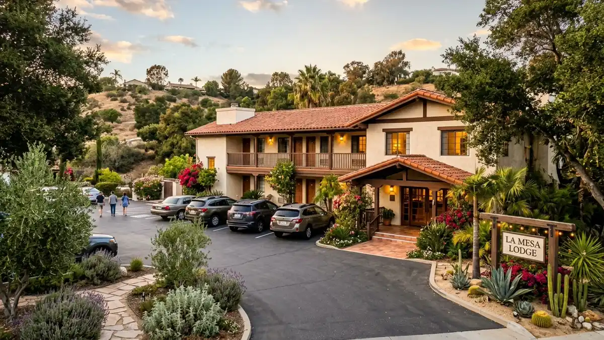 Hotels and accommodation options near mapped restrooms in La Mesa, California