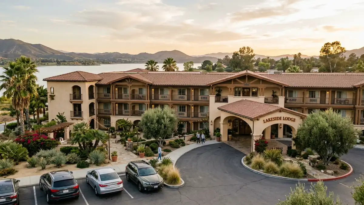 Hotels and accommodation options near mapped restrooms in Lake Elsinore, California