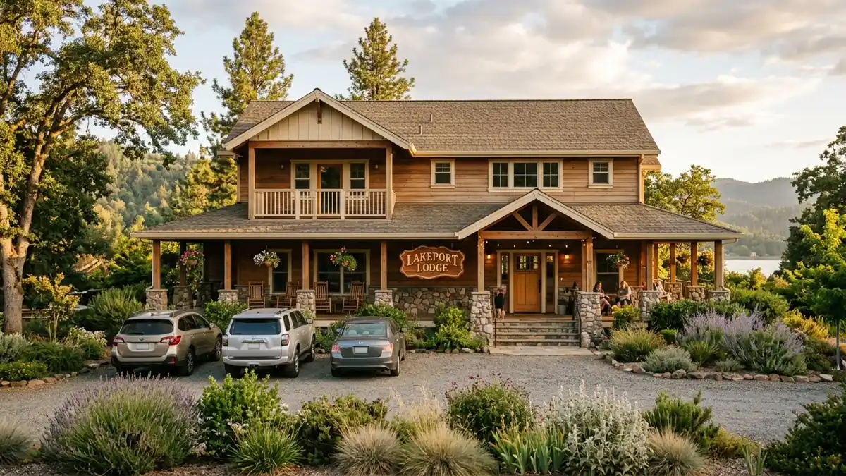 Hotels and accommodation options near mapped restrooms in Lakeport, California