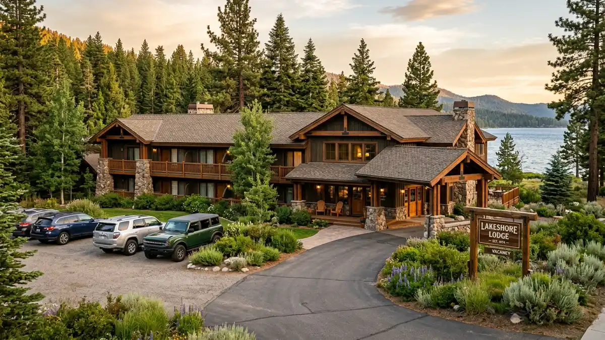 Hotels and accommodation options near mapped restrooms in Lakeshore, California