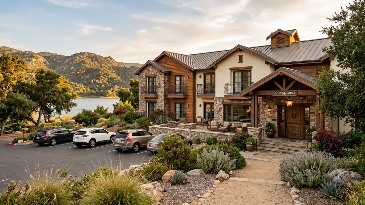 Hotels and accommodation options near mapped restrooms in Lakeside, California