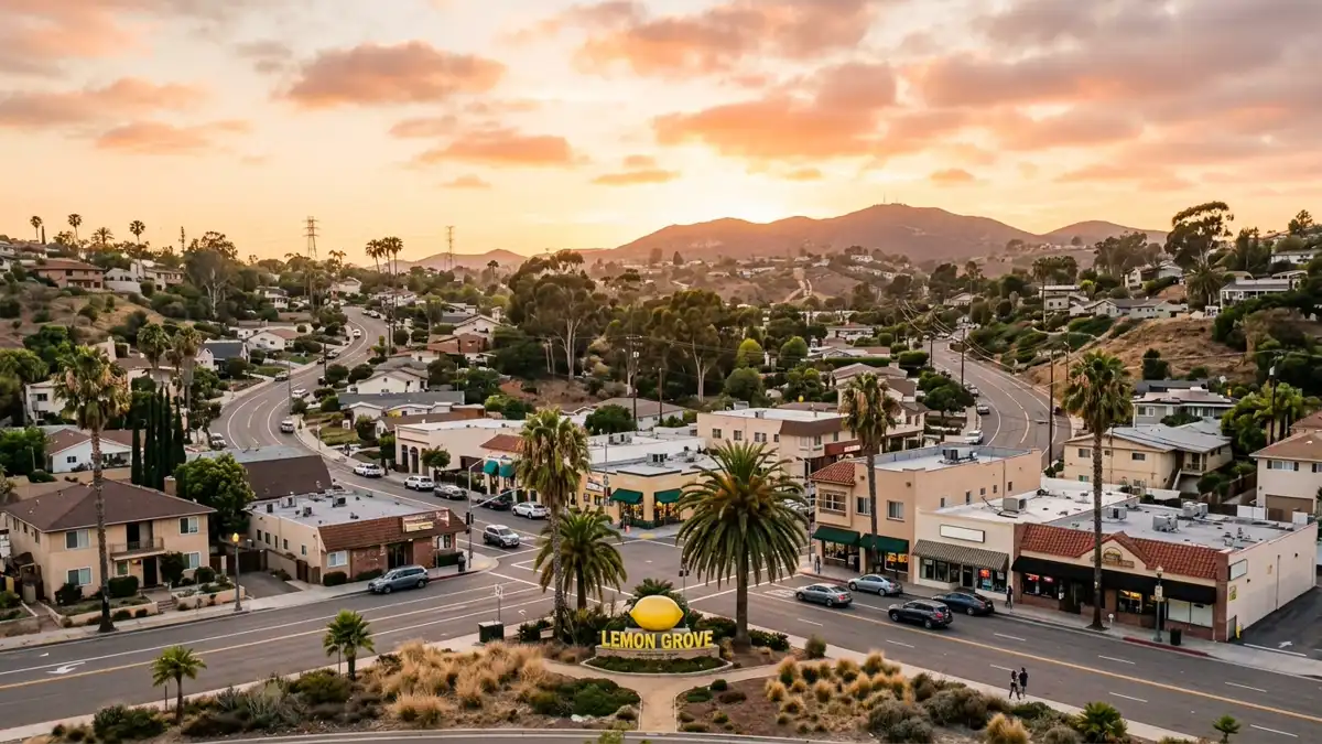 Public restroom locations mapped in Lemon Grove, California — 21 facilities across zip codes 91902, 91945, 91977