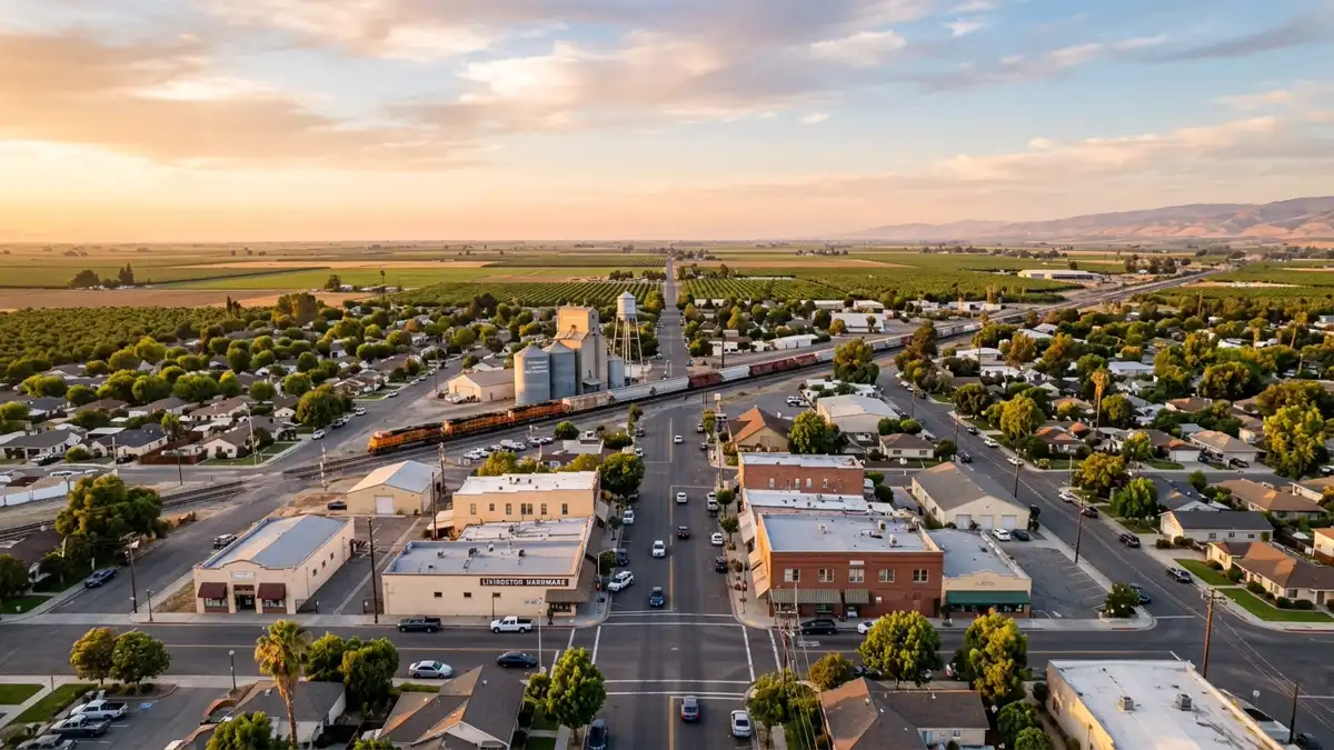 Public restroom locations mapped in Livingston, California — 50 facilities across zip codes 95334